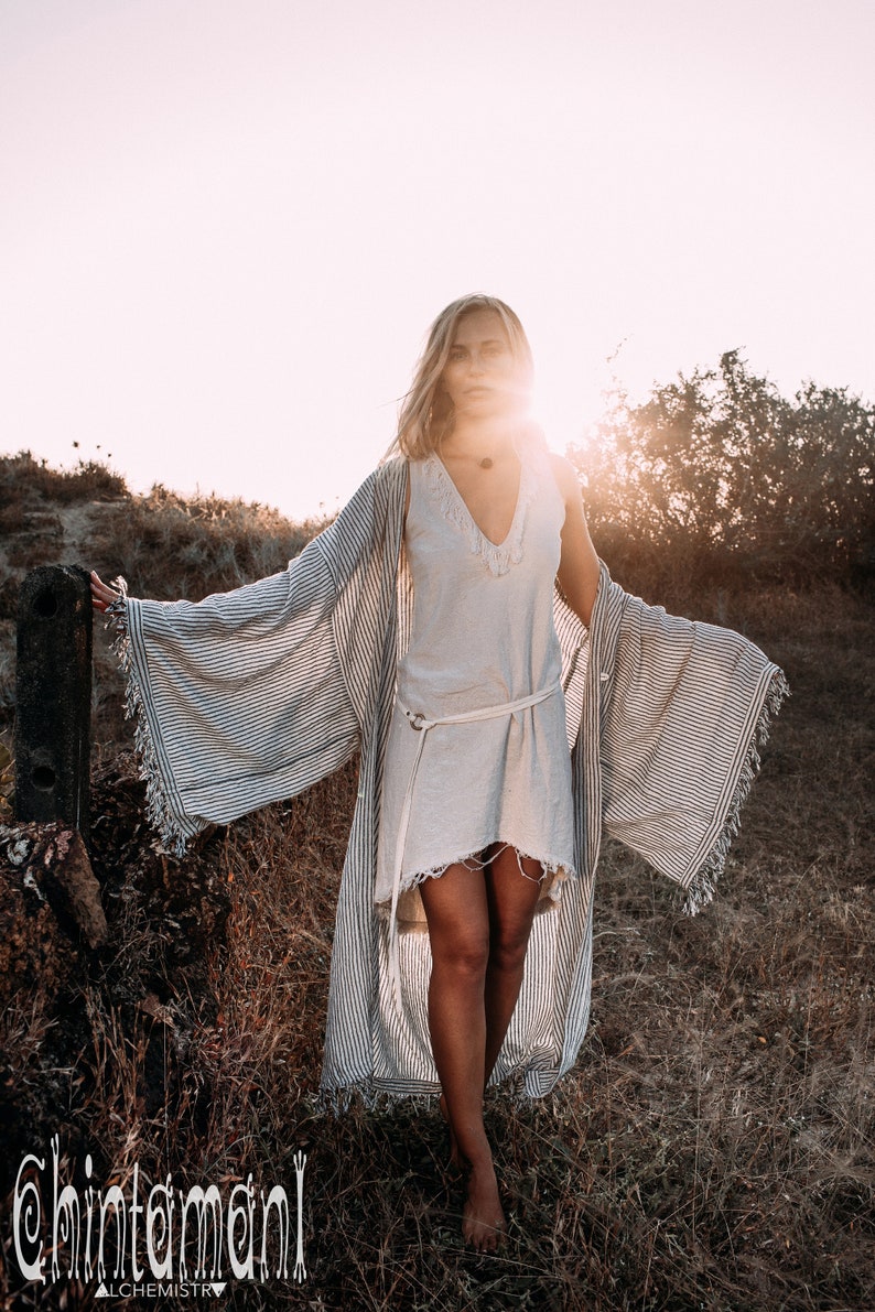 Wide Stripes Unisex Kimono