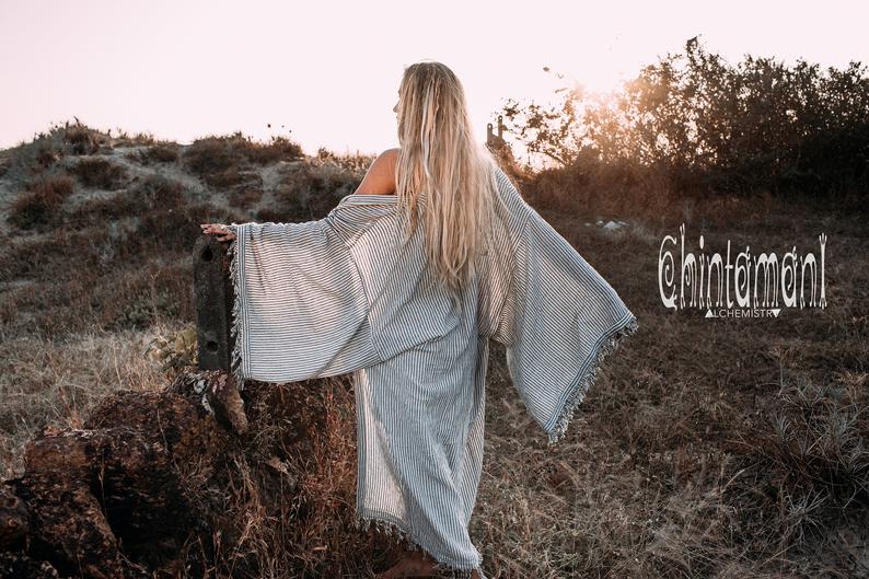 Wide Stripes Unisex Kimono