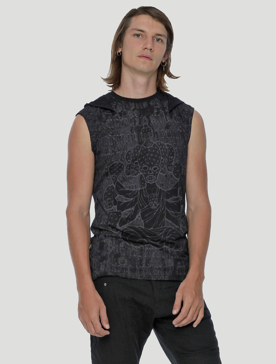 Crystal Skull Sleeveless Hoodie by Psylo