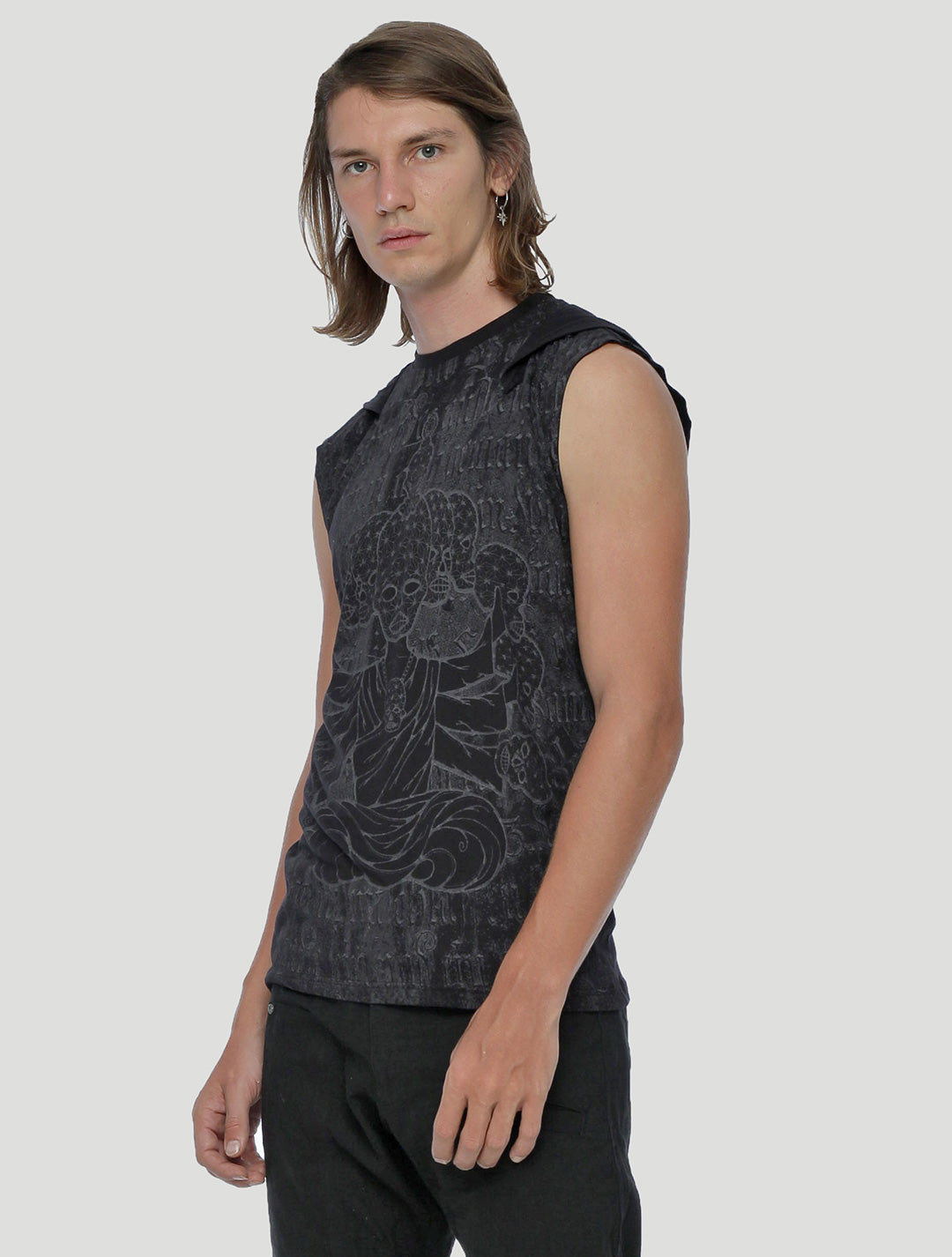 Crystal Skull Sleeveless Hoodie by Psylo