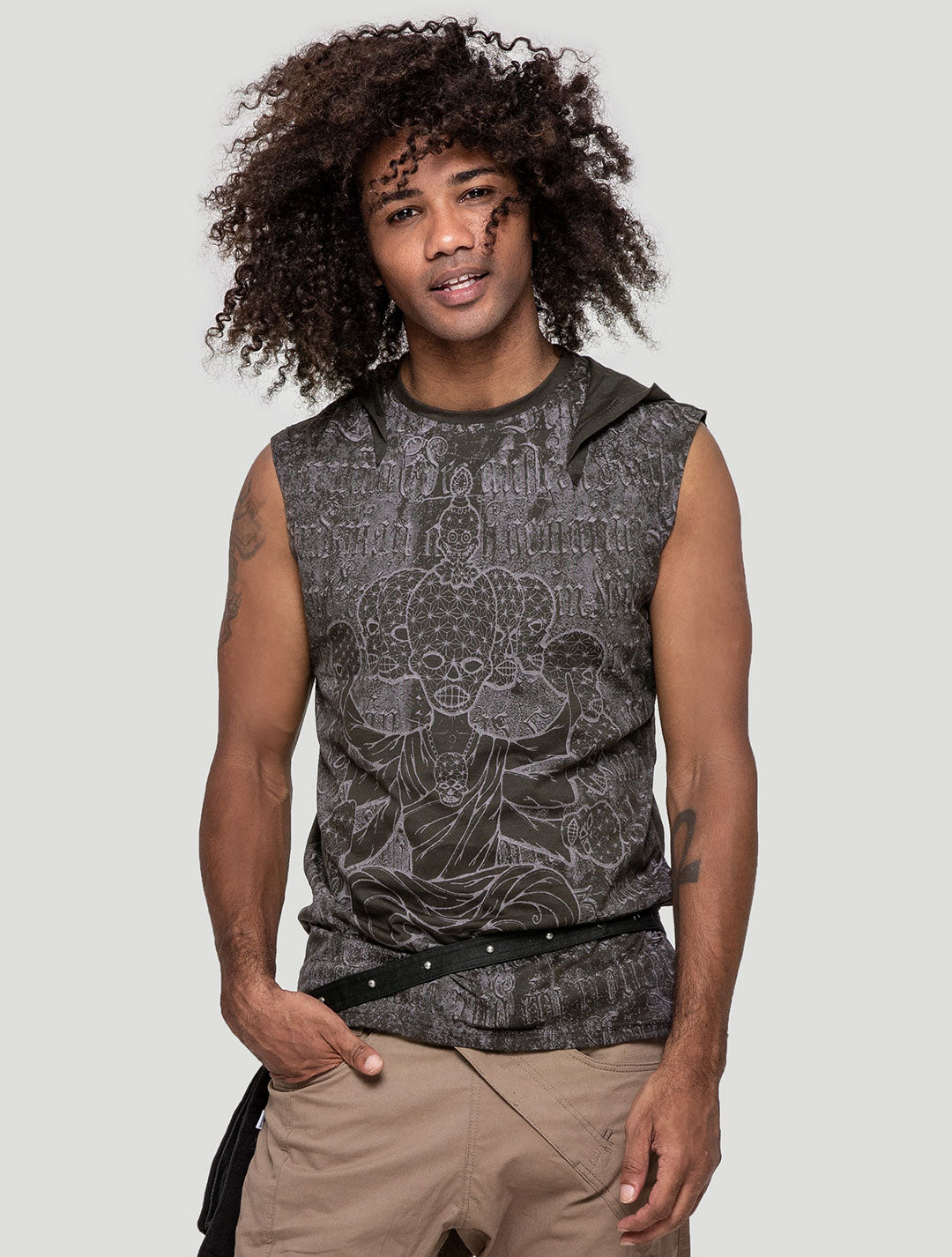 Crystal Skull Sleeveless Hoodie by Psylo