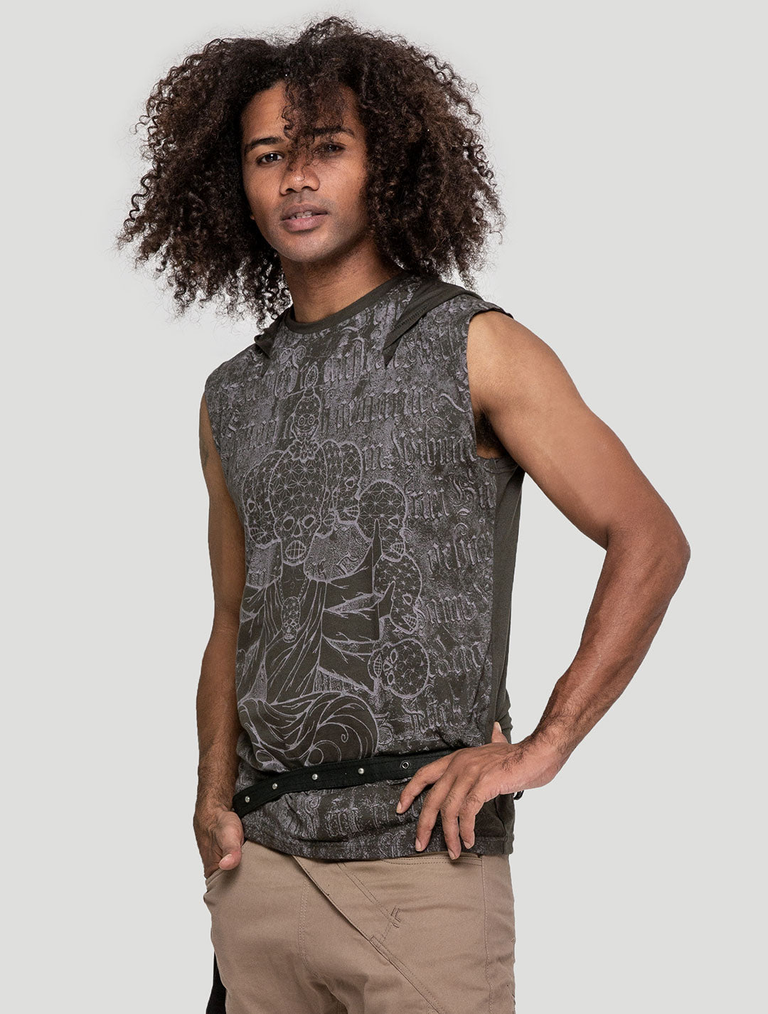 Crystal Skull Sleeveless Hoodie by Psylo