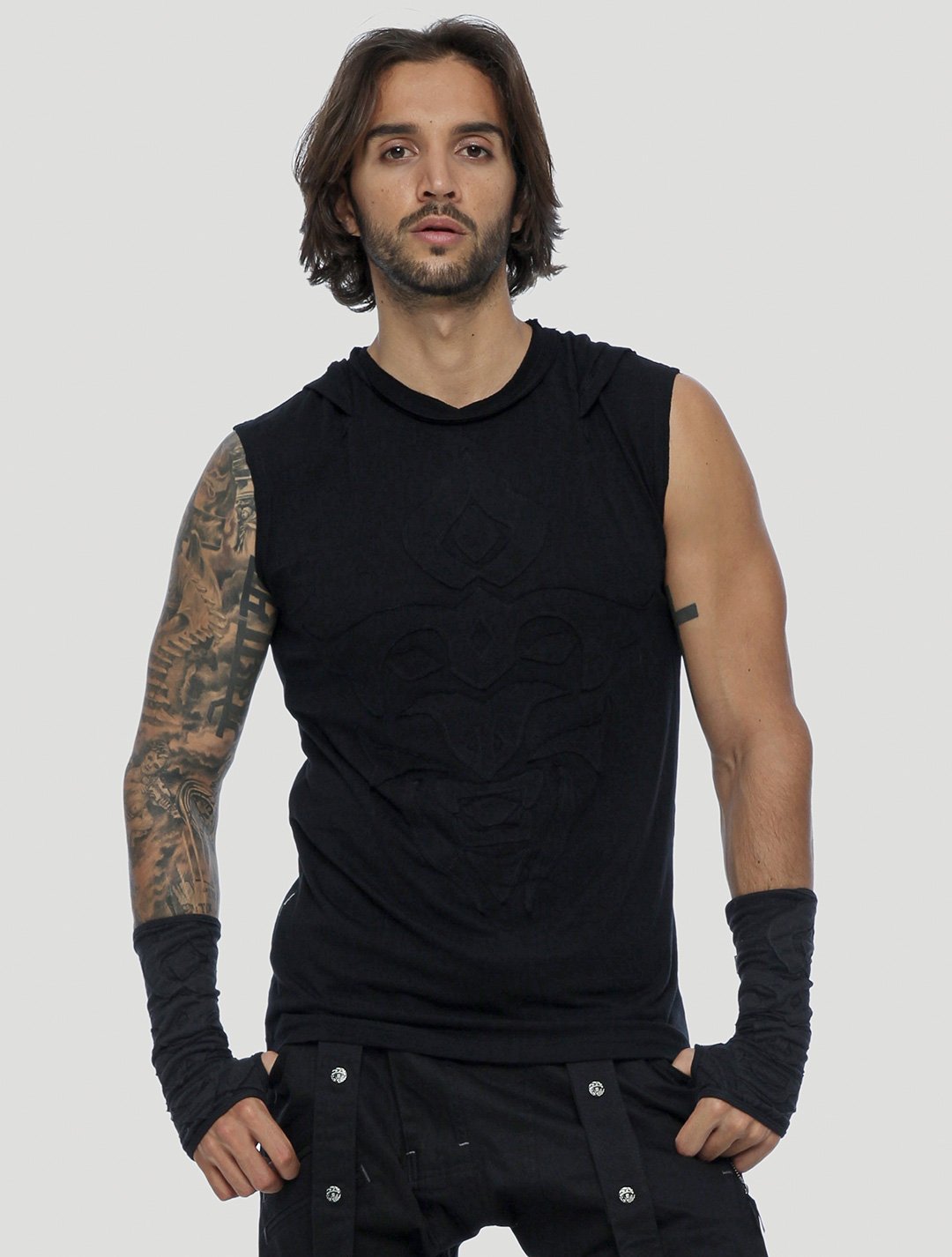 Mask Sleeveless Hoodie by Psylo
