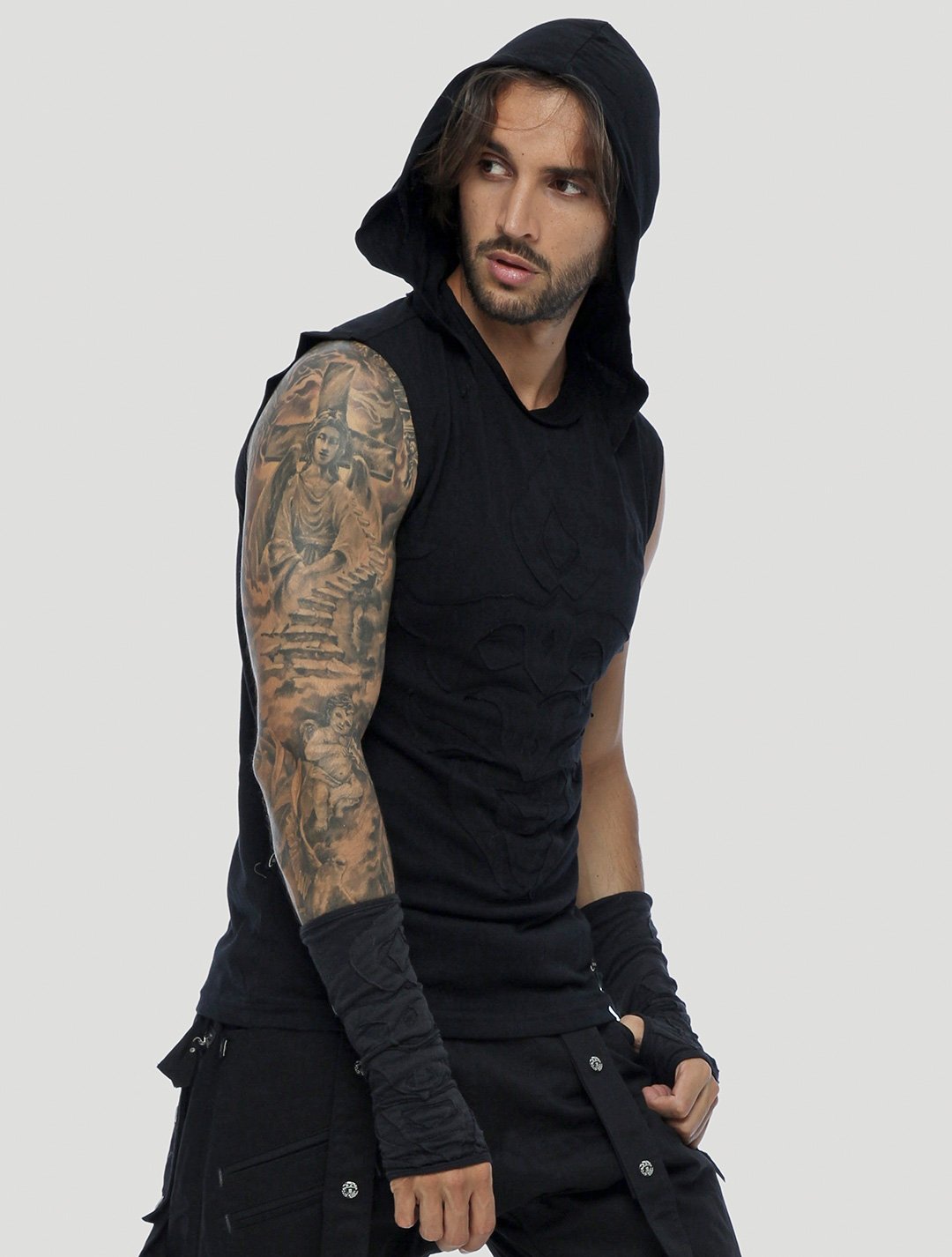 Mask Sleeveless Hoodie by Psylo