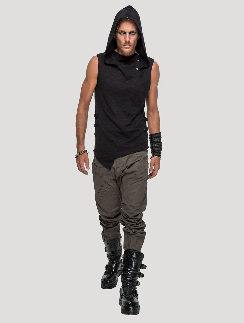 Slashed Sleeveless Hoodie