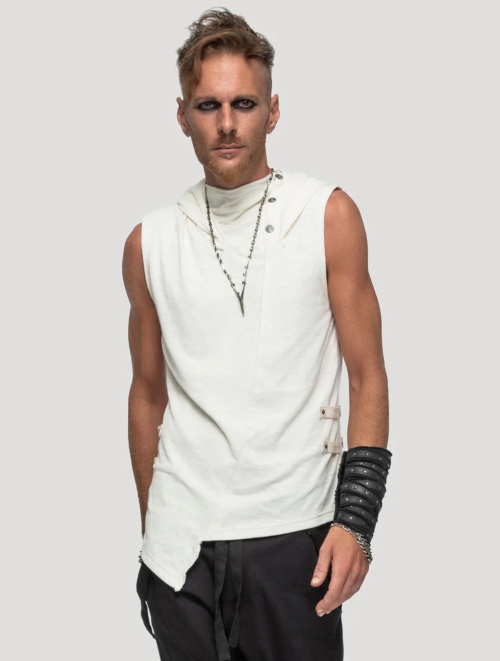 Slashed Sleeveless Hoodie