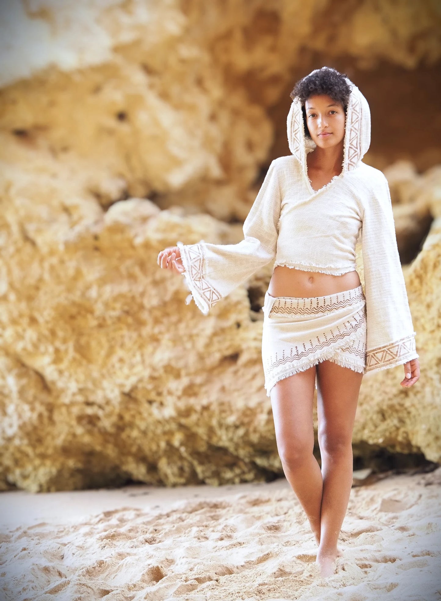 Wrap Short Skirt with Block Print