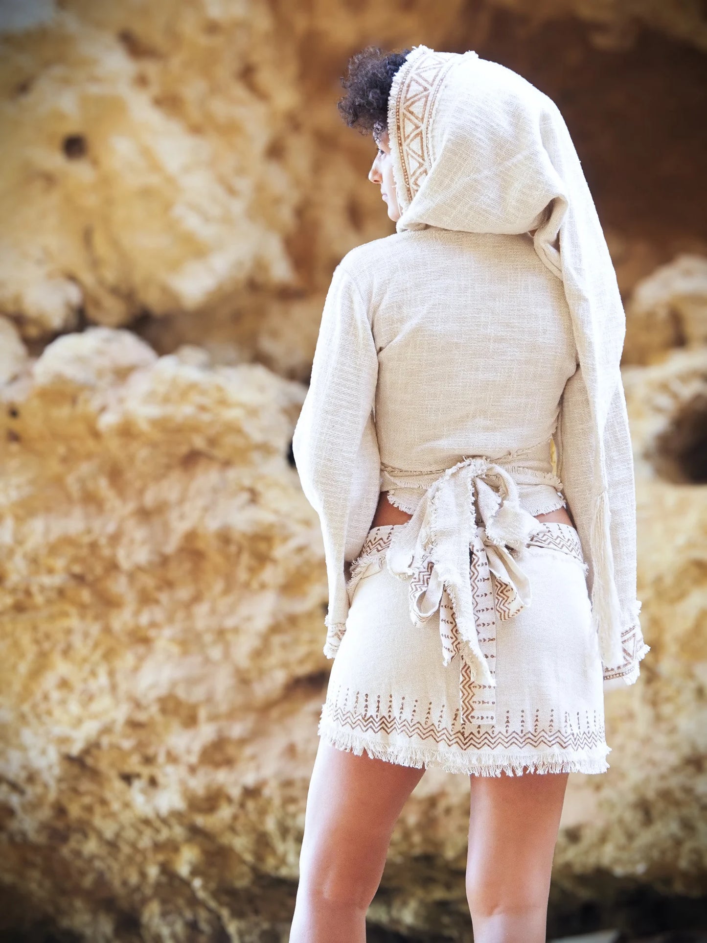 Wrap Short Skirt with Block Print