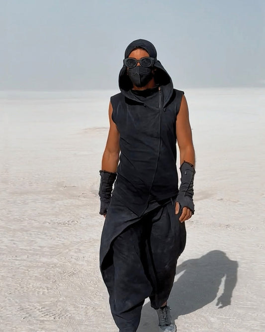 Slashed Sleeveless Hoodie