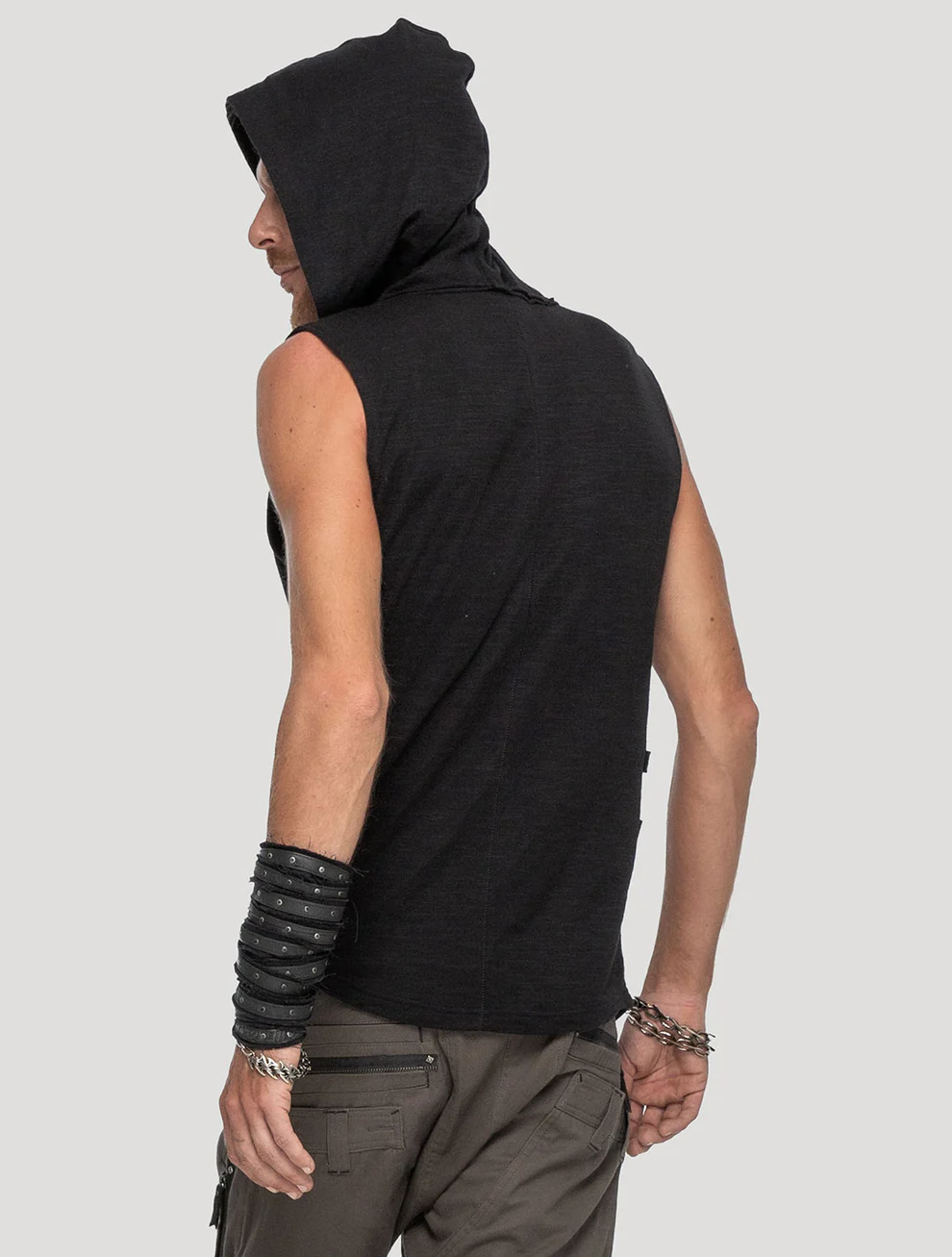 Slashed Sleeveless Hoodie