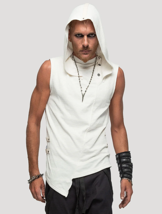Slashed Sleeveless Hoodie