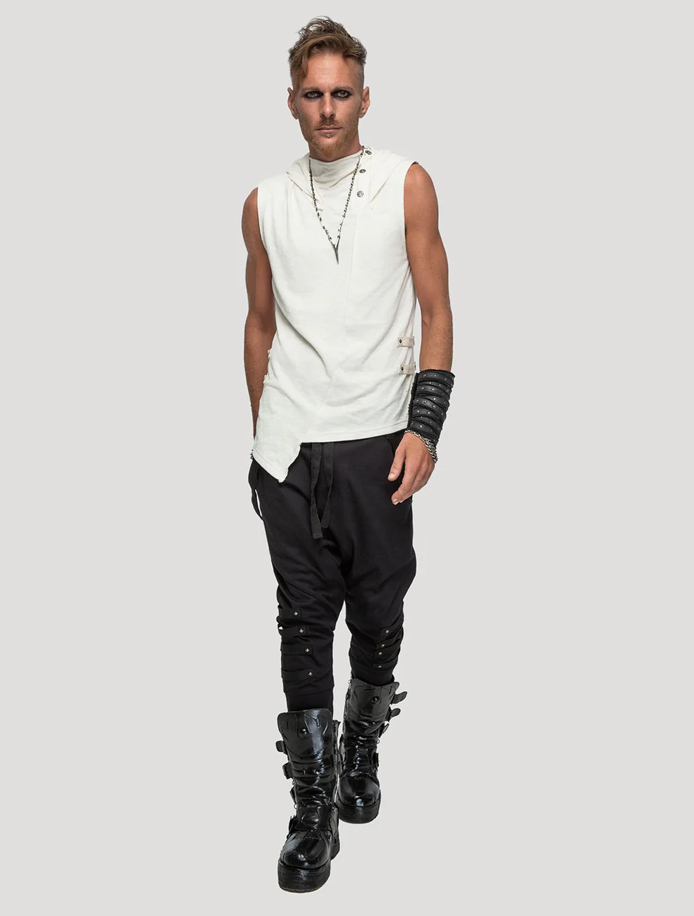 Slashed Sleeveless Hoodie